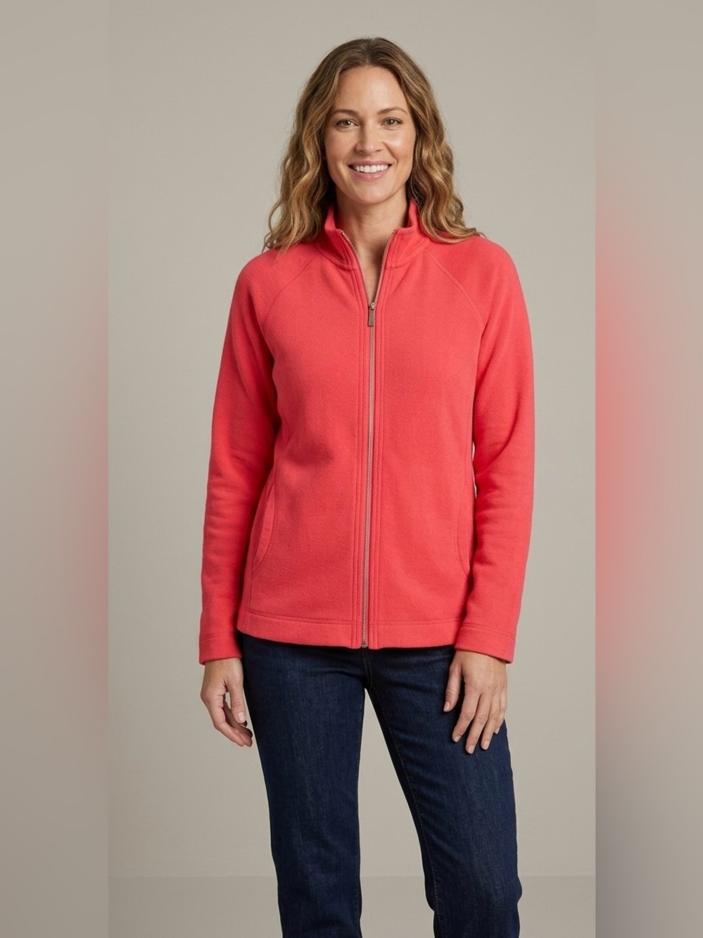 Tommy Bahama Hot Pink Ribbed Knit Full Zip Jacket Mock Neck Athleisure